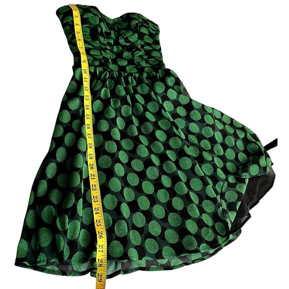 Fynn & Rose Swing Mini Dress Women Size XS Green Black Dot Strapless Coquette - Picture 5 of 9